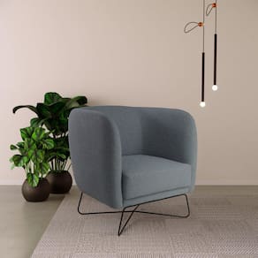 Poltrona D33 Pés Metálicos Glad Yescasa Cinza Claro/Cinza Cinza