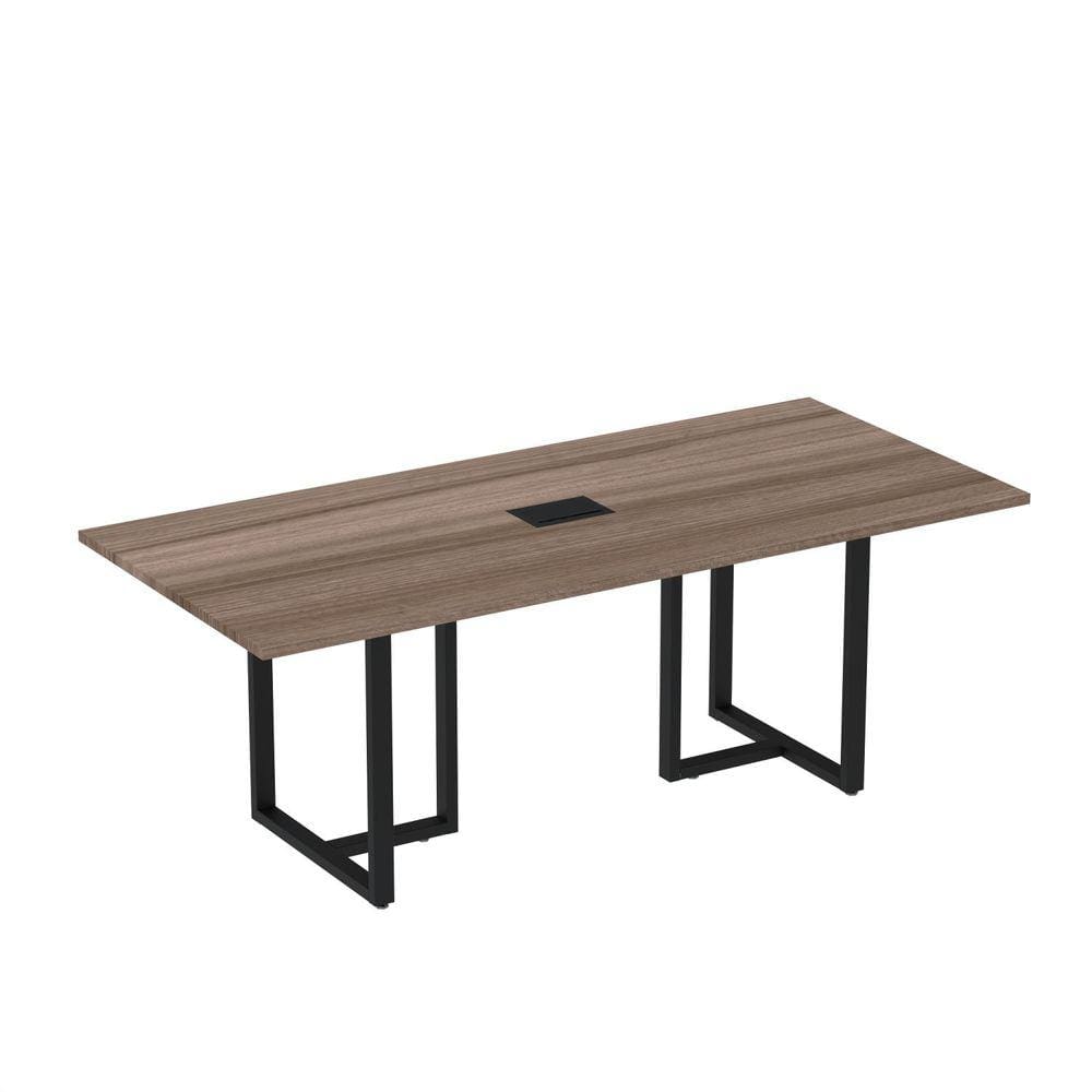 Mesa de Reunião Retangular com Power Box 200x90cm MR2000P25TUB Walnut/Preto