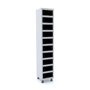 Armario Porta objeto 10 Portas Aço APOP 501/10 Pandin Móveis Cinza/Preto