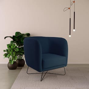 Poltrona D33 Pés Metálicos Glad Yescasa Azul Jeans