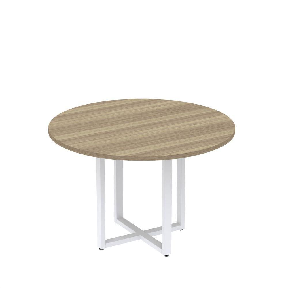 Mesa de Reunião Redonda 100cm MRR1100P25TUB Noce Marromlle/Branco