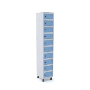 Armario Porta objeto 10 Portas Aço APOP 501/10 Pandin Móveis Cinza /Azul Dali