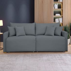 Sofá Cama Retrátil e Reclinável 200cm Júlia Veludo/Cinza