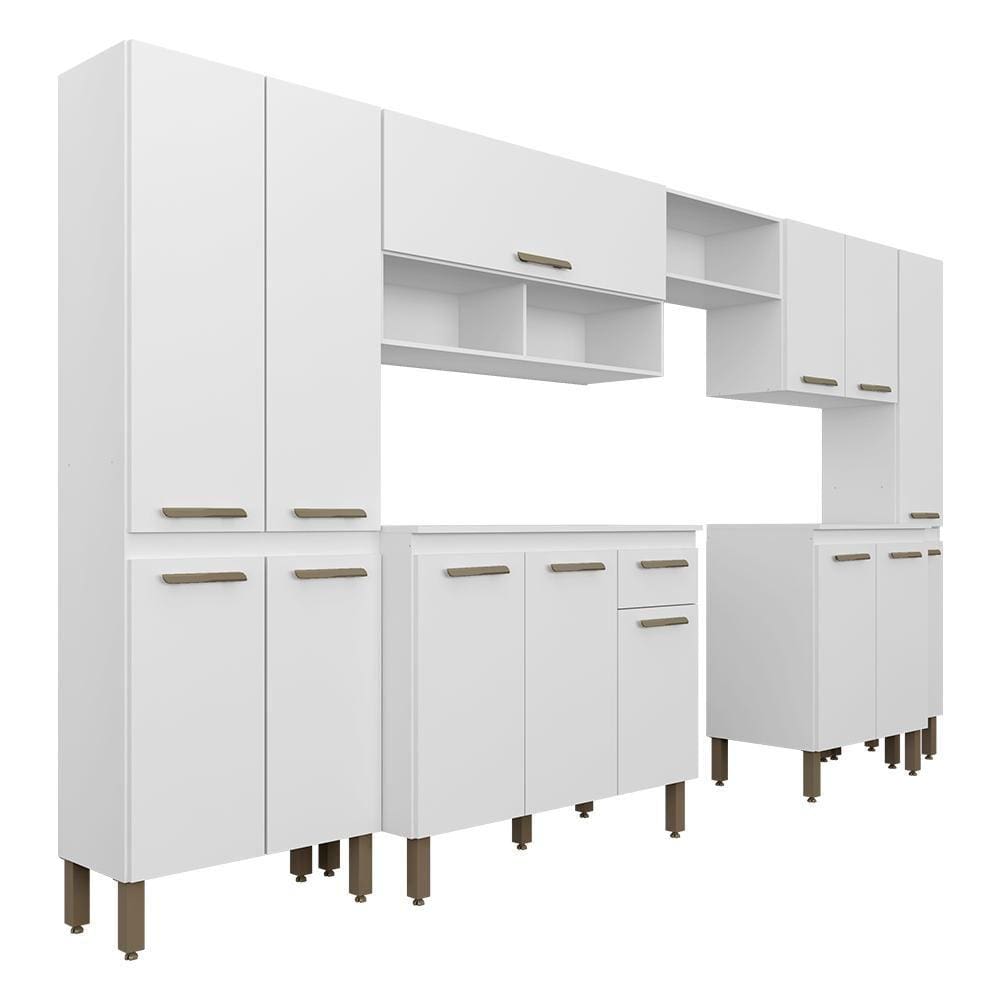 Cozinha Modulada 7 Peças 14 Portas Tieli Branco - Móveis Arapongas