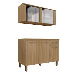 Cozinha Modulada Com Vidro 2 Peças Tieli Boreal - Móveis Arapongas