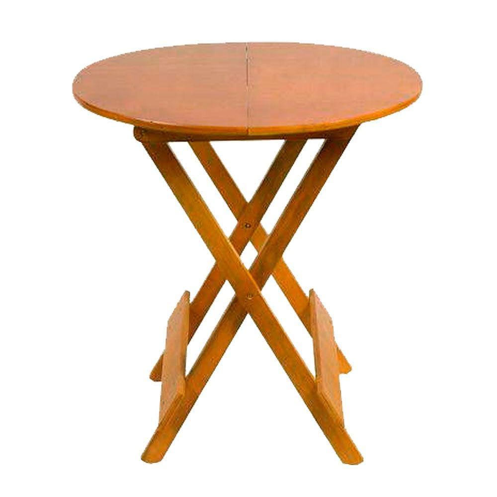 Mesa para Açaí Dobravel de Madeira 90 Redonda - Natural