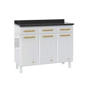 Balcão De Cozinha Diamante 3 Portas E 3 Gavetas C/ Tampo 105cm Branco - Telasul