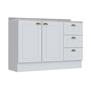 Balcão De Cozinha Americana 2 Portas E 3 Gavetas C/ Tampo Branco - Henn