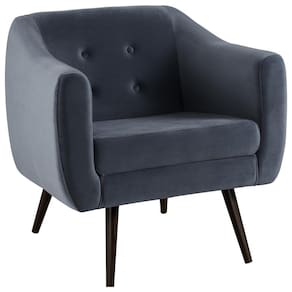 Poltrona Decorativa Base Tabaco 7015 Veludo Azul Marinho Dmobiliario