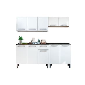Cozinha Completa Evidence 4 Peças (2 Armários + 2 Balcões) C4P61 Branco - Bertolini