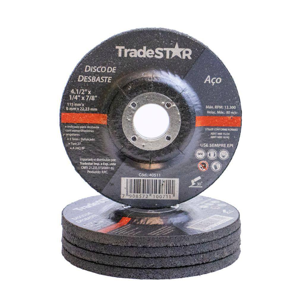 Disco de Desbaste Metal 4.1/2 Pol Kit 25 Peças 115 mm x 6 mm