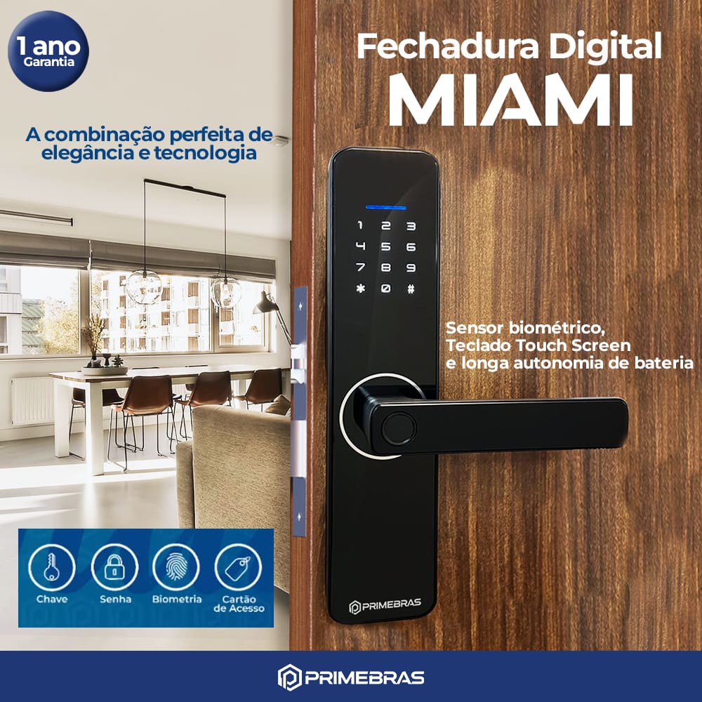 Fechadura Digital Eletronica Com Senha Biometrica Touch Primebras Miami