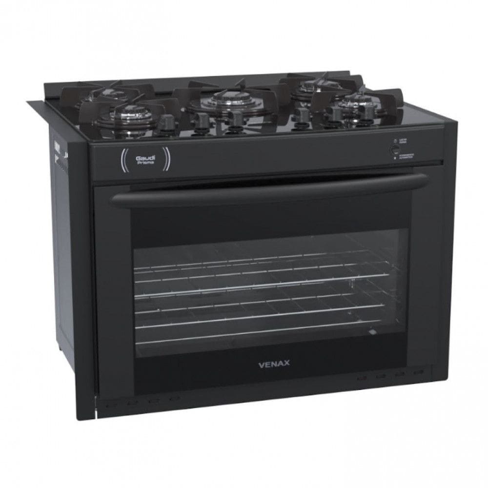 Fogao de Embutir 5 Bocas Venax Gaudi Prisma Vitreo Bl Venax