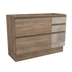 Balcão De Cozinha Maxxi G747 1 Portas E 4 Gavetas C/ Vidro S/ Tampo 120cm Nogal - Kappesberg