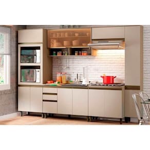 Cozinha Modulada Completa 8pçs 2 Armários 2 Balcões 2 Paneleiros 2 compl. C8P07 Duna/Cristal Henn