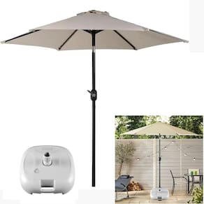 Ombrelone Com Base Plástica para Piscina 2,5m de Manivela Articulado Ipanema Bege - AMZ