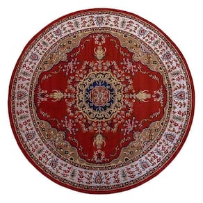 Tapete Classico Oriental 2M Redondo Vermelho Tipo Persa