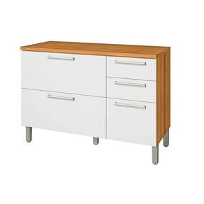 Balcão De Cozinha Modulado Burguesa Premium 2 Portas E 3 Gavetas C/ Tampo Freijó/branco - Nesher