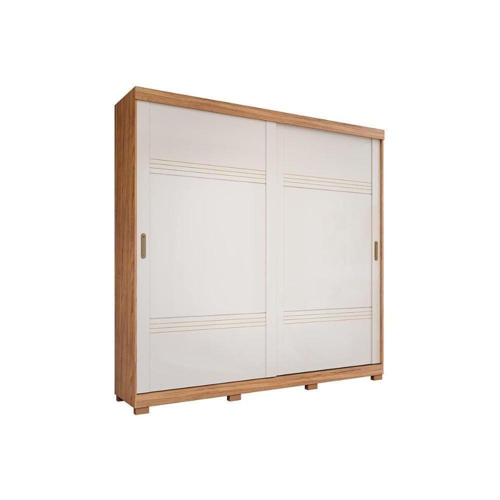 Guarda Roupa Casal 2 Portas De Correr E 4 Gavetas C/ Pés Blumenau Cinamomo/Off White - Panan