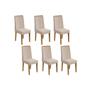 Cadeira Sala de Jantar Exclusive Kit 6 Un Rovere Amêndoa Linho Rinzai Bege