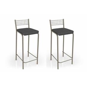Banqueta Sala De Jantar Gênova 2B705Nk Kit 2 Un Níquel/Courano Preto - Kappesberg