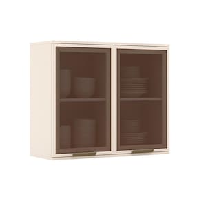 Armário De Cozinha Modulado Connect C/ 2 Portas C/vidro 80cm Off White - Henn