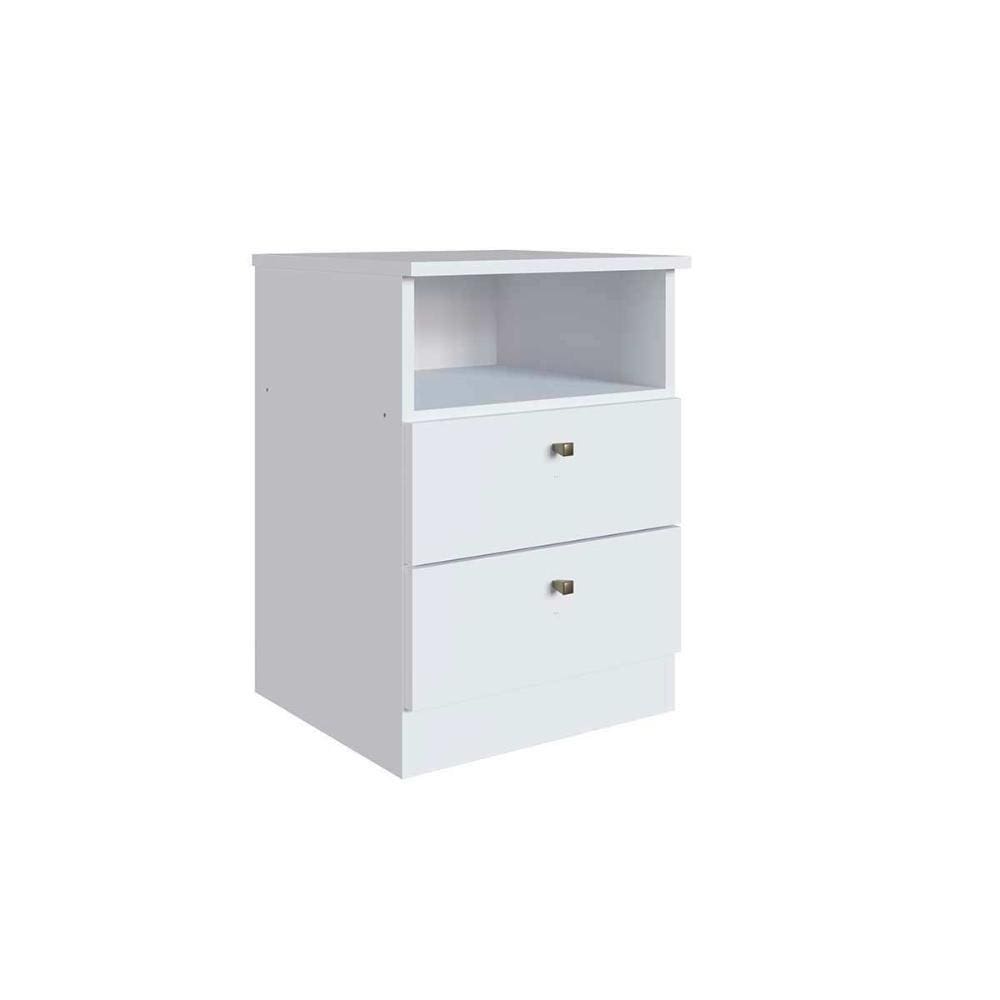 Mesa De Cabeceira Solteiro Irlanda C/ 2 Gavetas Branco - Genialflex