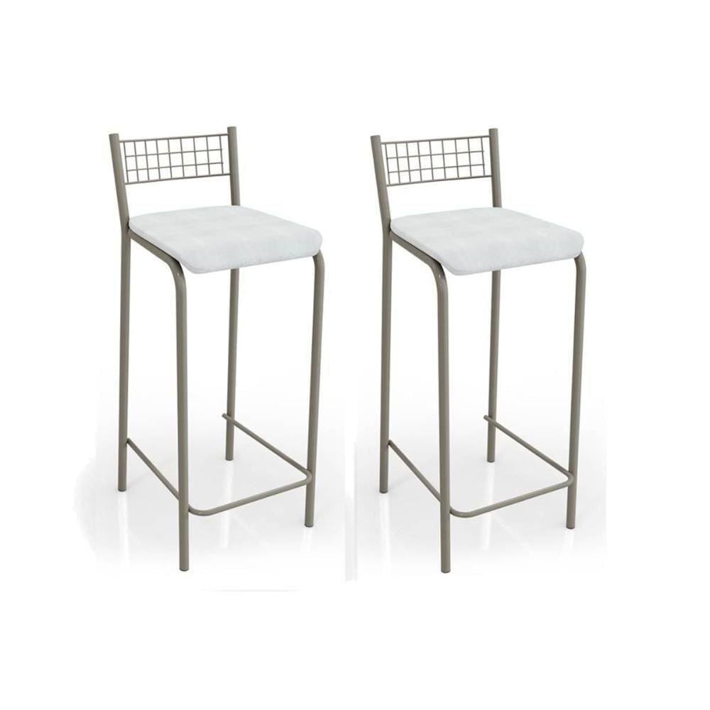 Banqueta De Cozinha Gênova 2b705cr Kit 2 Un Níquel/courano Branco - Kappesberg