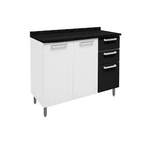 Balcão De Cozinha Modulado Múltipla 6114 3 Portas 2 Gavetas C/tampo Branco/preto - Bertolini