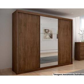 Guarda Roupa Casal 3 Portas De Correr E 6 Gavetas C/ Espelho Paradizzo Gold Canela - Novo Horizonte
