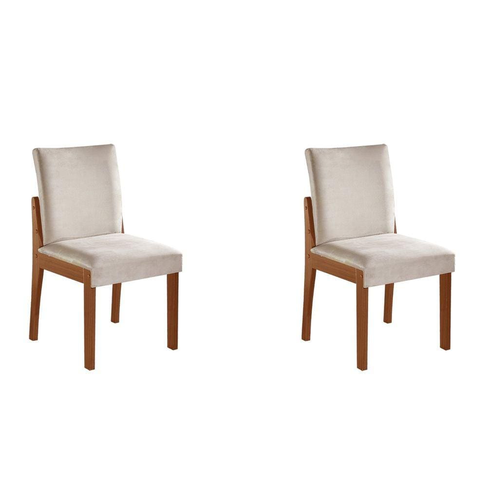 Conjunto 2 Cadeiras Mônaco Yescasa Castanho Cinamomo / Creme