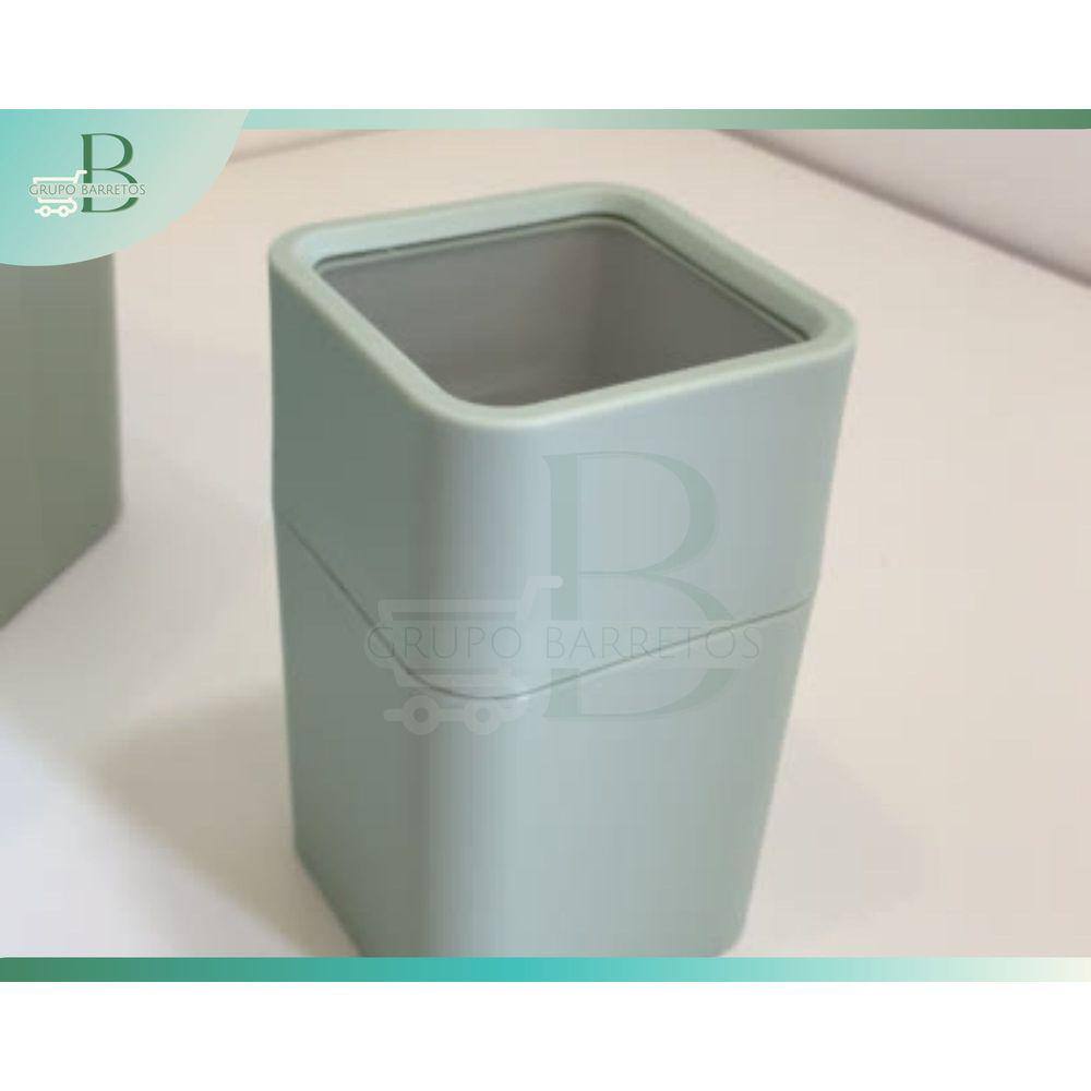 Kit Lixeira Porta Sabão e Porta Cotonete/Algodão  Verde Claro