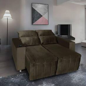 Sofá Retrátil e Reclinável 2 lugares Madri Suede Marrom Castor - Star Confort