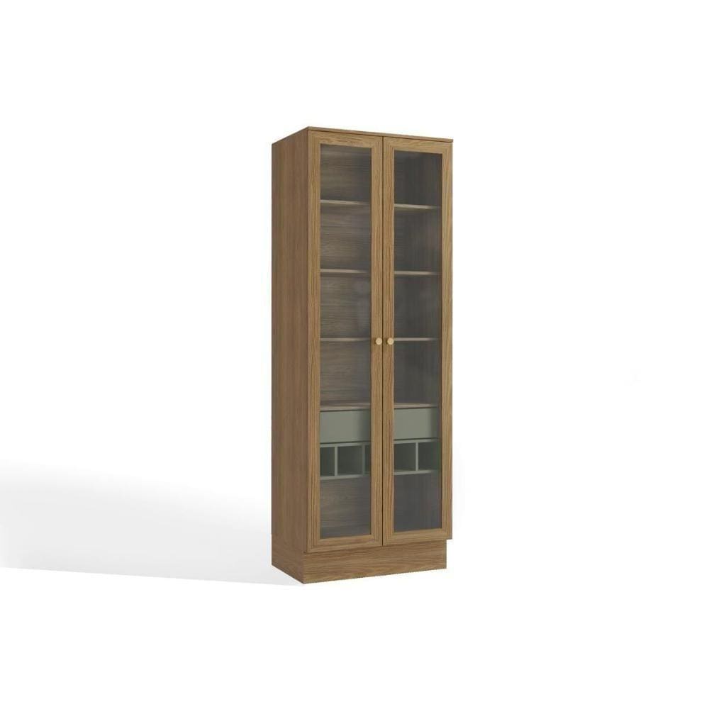 Módulo Cozinha Henn Americana Botanic M628 C- 2 Portas De Vidro E 1 Gaveta 50cm Nogueira-verde Oliva