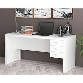 Mesa De Computador Me4113 C/ 3 Gavetas Branco - Tecno Mobili
