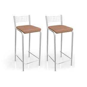 Kit 2 Banqueta De Cozinha Gênova 1b705cr 2 Un Cromado/linho Capuccino - Kappesberg