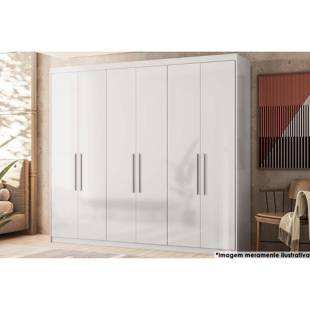 Guarda Roupa Casal 6 Portas 4 Gavetas 3 Prateleiras Venice Branco - Demóbile