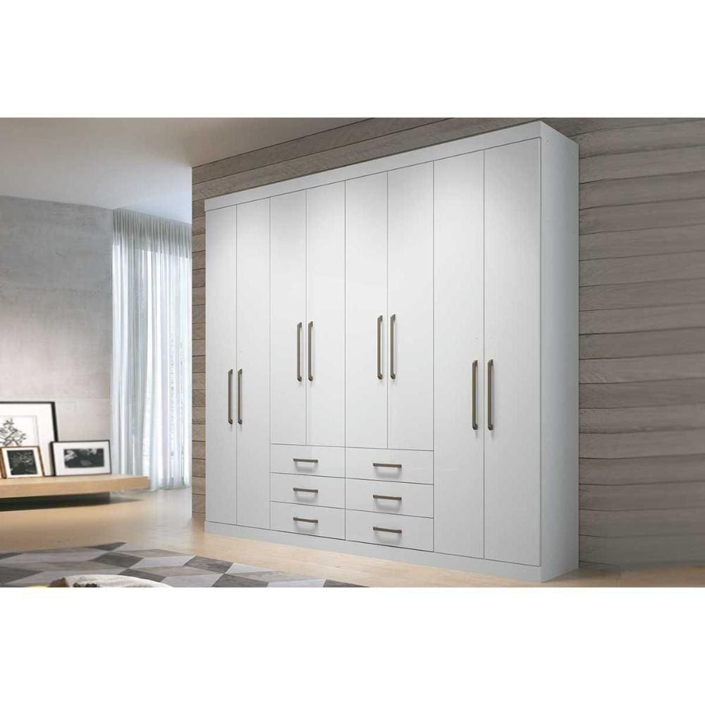 Guarda Roupa 8 Portas E 6 Gavetas Master 8.6 Branco - Santos Andirá