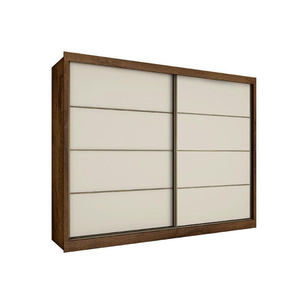 Guarda Roupa Casal 2 Portas De Correr E 6 Gavetas Sevilha Braúna/Off White - Europa