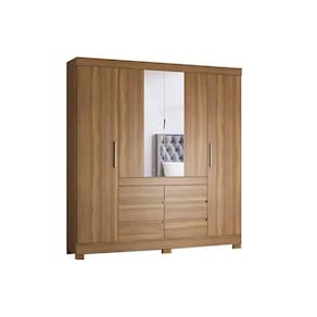 Guarda Roupa 4 Portas E 6 Gavetas C/ Espelho Cádis Amêndola - Demóbile