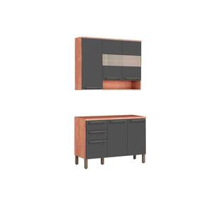 Cozinha Modulada Ronipa Nápoli Prime Napoli Prime 2pçs (1 Armário + 1 Balcão) C2P04 Castanho/Chumbo