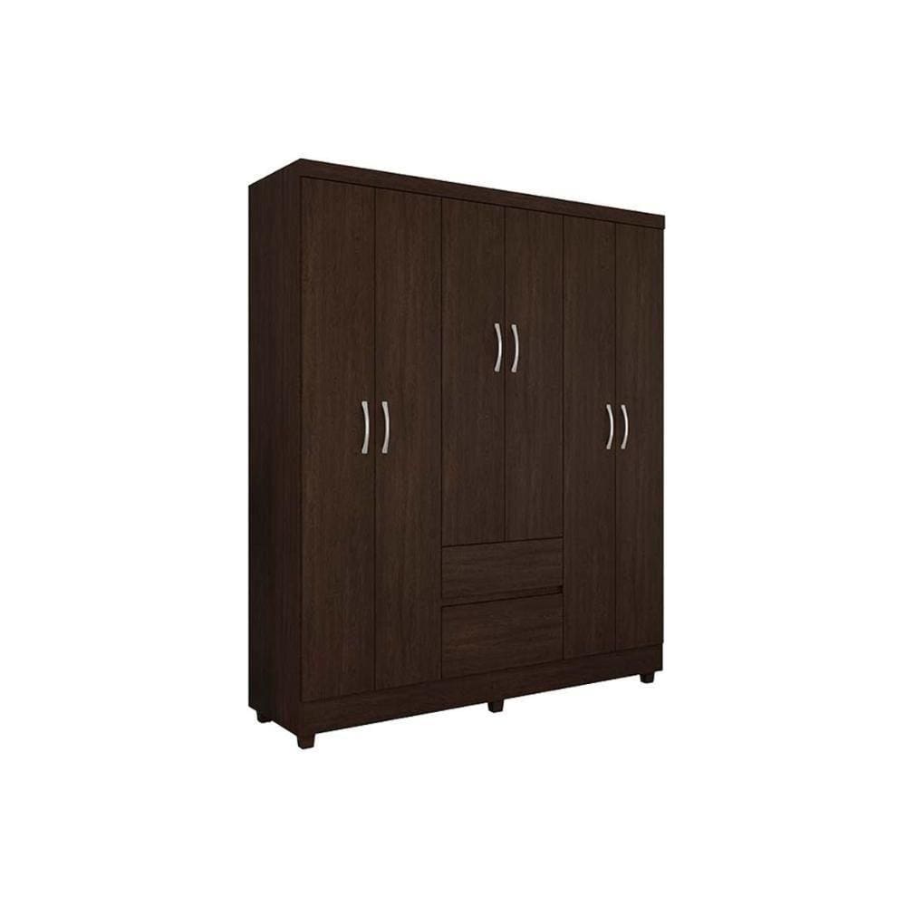 Guarda Roupa Solteiro 6 Portas E 2 Gavetas Flash Ii Ébano Touch - Demóbile