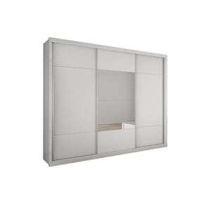 Guarda Roupa Casal 3 Portas De Correr E 4 Gavetas C/ Espelho Arezzo Plus Branco - Novo Horizonte