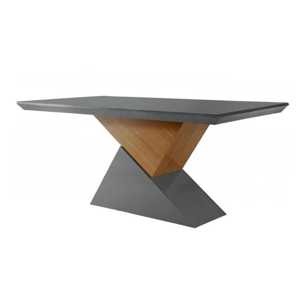 Mesa Para Cozinha Dubai + Tampo Madeirado Reto 180x90cm Grafite-imbuia - Rufato