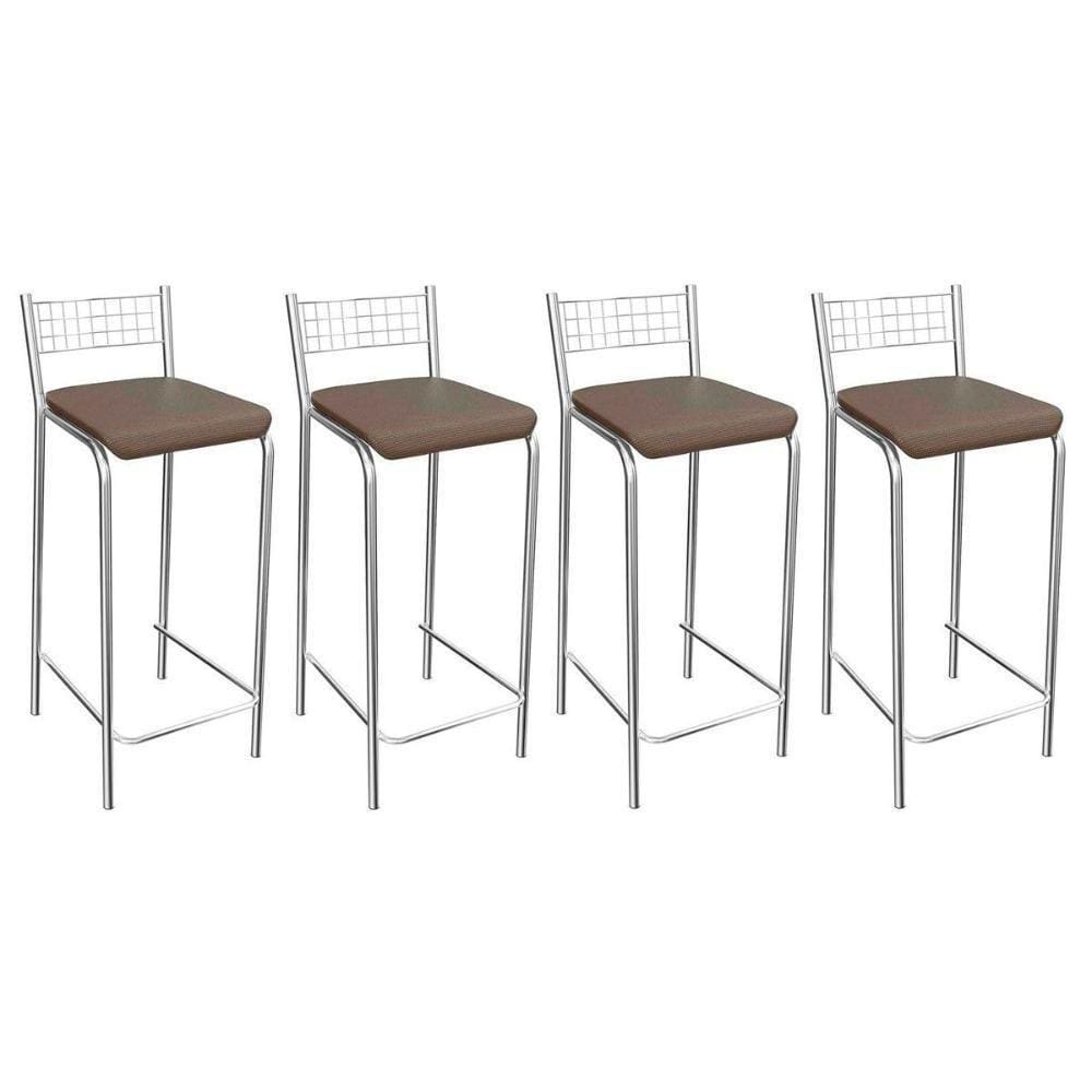 Banqueta Sala De Jantar Gênova 1B705Cr 4 Un Cromado/Courano Marrom - Kappesberg
