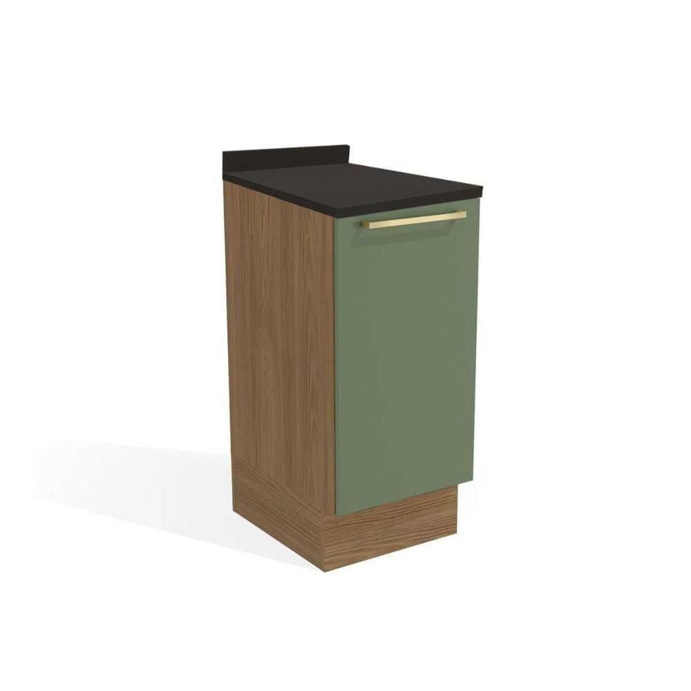 Balcão De Cozinha Botanic M621 1 Porta C/ Tampo- Kappesberg Nogueira/oliva/preto - Kappesberg