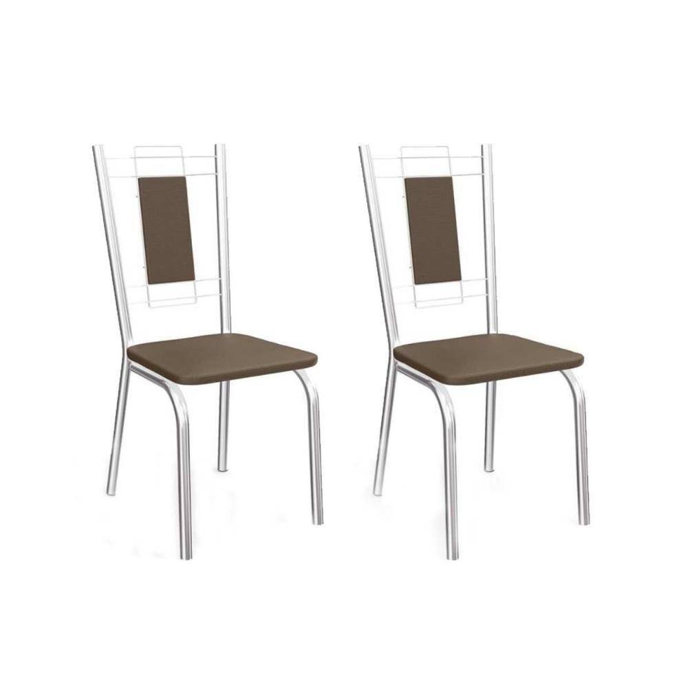 Cadeira Sala de Jantar Florença 2C005 Kit Cromado Courano Marrom