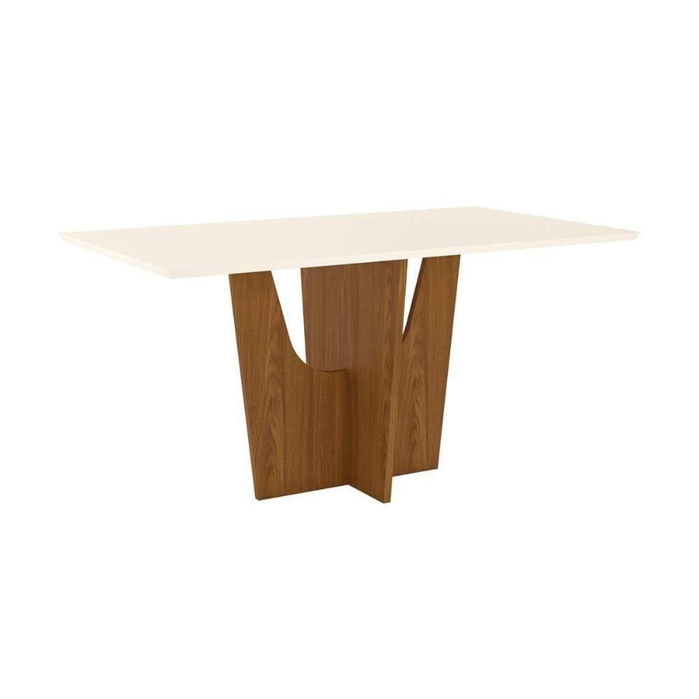 Mesa Para Cozinha Vértice Sc36 + Tampo Madeirado Reto 160x90cm Nature-off White - Henn