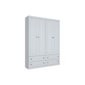 Guarda Roupa Solteiro 4 Portas E 4 Gavetas Americano Branco - Henn