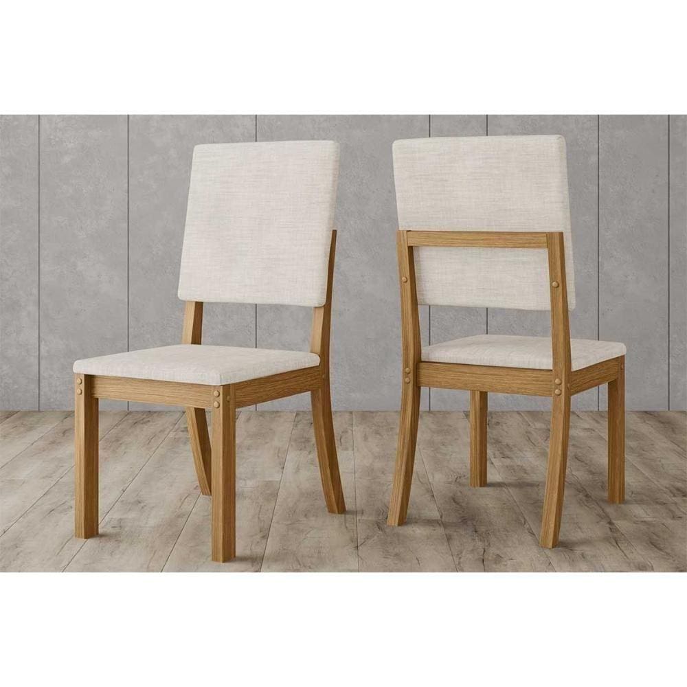 Cadeira Sala de Jantar Mila Kit Nature Veludo Light Linho